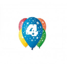 Balony z nadrukiem Czwórka (5 sztuk) 